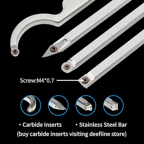 DEEFIINE 18.3" Full Size Carbide Tip Wood Lathe Turning Tool Kit, Lathe Roughing and Finishing Hollow Tool with Diamond Round Square Carbide Inserts(Beech Handle) 4 DEEFIINE 18.3" Full Size Carbide Tip Wood Lathe Turning Tool Kit, Lathe Roughing and Finishing Hollow Tool with Diamond Round Square Carbide Inserts(Beech Handle) - Image 4