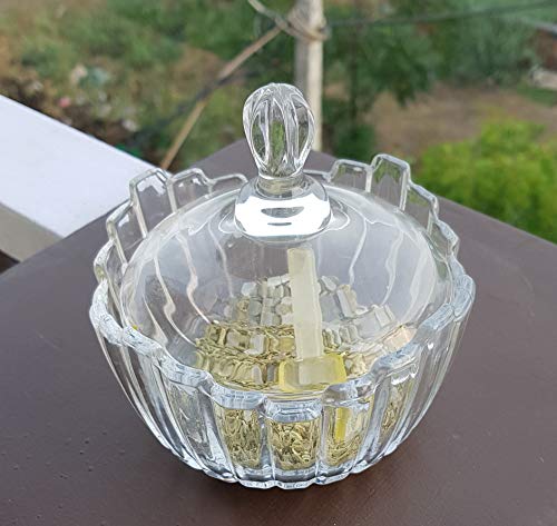 Image of Pure Source India Glass Candy Jar /Candy Bowl 5 Inch - Multicolor, 500 Ml