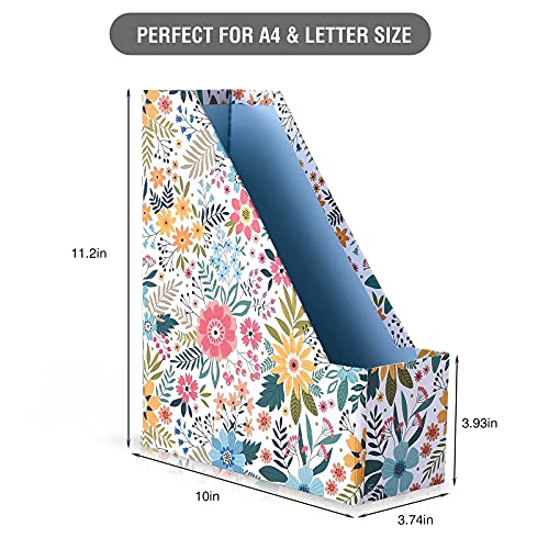 Suin 2 Packs Foldable Magazine-File Holder, Seamless Floral Designered File-Boxes Desk File Organizer For Office/Home/School #TOP5