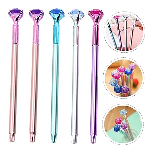 Set 5 bolígrafos gel negro diseño diamante para escritura suave miniatura 6