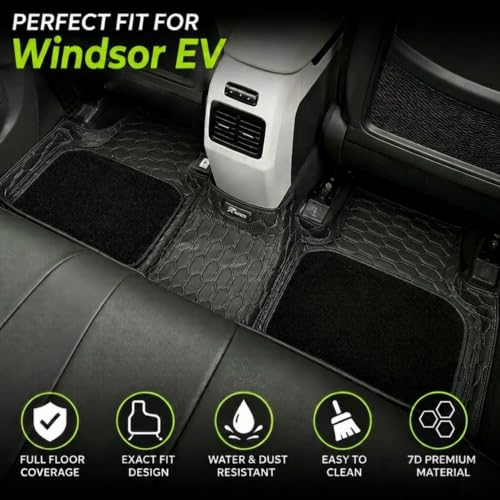 Image of EV MASTER 7D Car Floor Mats for MG Windsor EV Hybrid (2026 Onwards) Complete Set | Anti Slip Full Coverage Premium Luxury Mats | Washable Waterproof All Weather Car Floor Mats