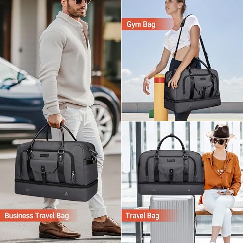 Image of WITZMAN Weekender Bags for Men Carry On Overnight Bag with Toiletry Bag Sets Travel Duffle Bag Shoes Compartment (B694 Silvery Grey)