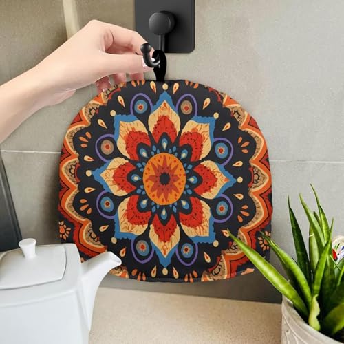 Image of Retro Mandala Tea Cozy for Teapot Insulated Scratch Proof Cup Cozy Breakfast Warmer ReusableTeapot Insulation Cover for Party