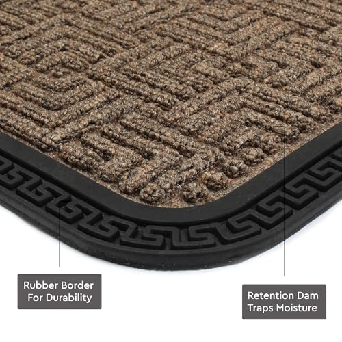 Image of Encasa XO Door Mat for Home Entrance, Polypropylene Floor Mat Brown