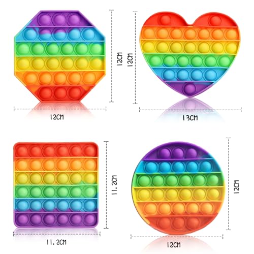 Lithyc 4 StüCke Popit,Silikon Pop Bubble,Silikonblasenspielzeug,Bubble Anti-Stress-Spielzeug,Silikon-Blase,Regenbogen-Bubble-Push-Spielzeug,Geeignet füR Autistische,Zappelige Menschen,Tolles Geschenk