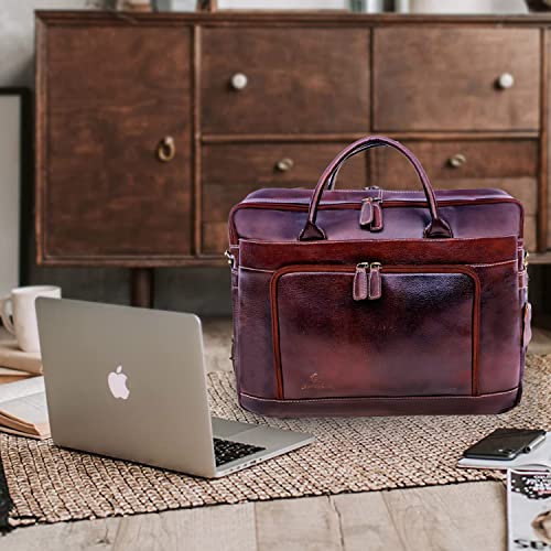Image of LEADERACHI Vintage Leather Messenger Bag For Men's.