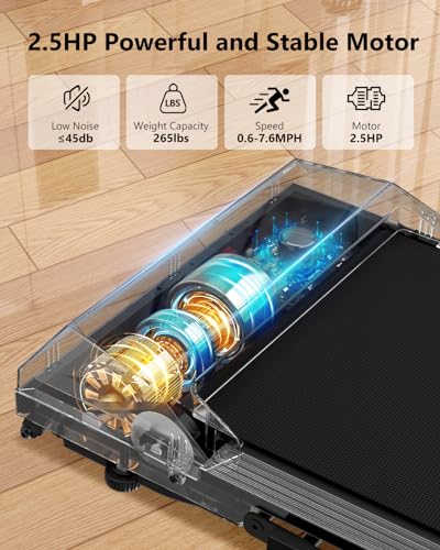 Walking Pad with Incline, 4 in 1 Under Desk Treadmill for Walking and Jogging, Portable Walking Treadmill with Remote Control Lanyard for Home, 2.5HP Low-Noise in LED Display