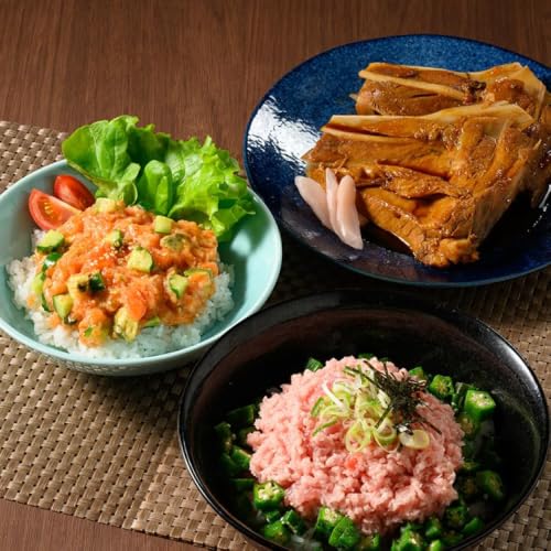 熟成本鮪入りねぎとろ、熟成サーモンたたき、バババババター、まぐろカマ煮詰め合わせセット[県水の熟成まぐろ] ※北海道・沖縄・離島への配送不可