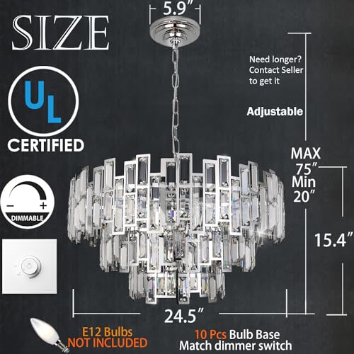 image for ANTILISHA Chrome Crystal Chandelier Lighting 24.5'' for Dining Rooms B