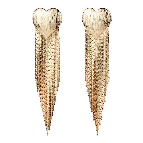 SELOVO Metal Chain Fringe Dangling Tassel Liner Dangle Earrings for Women