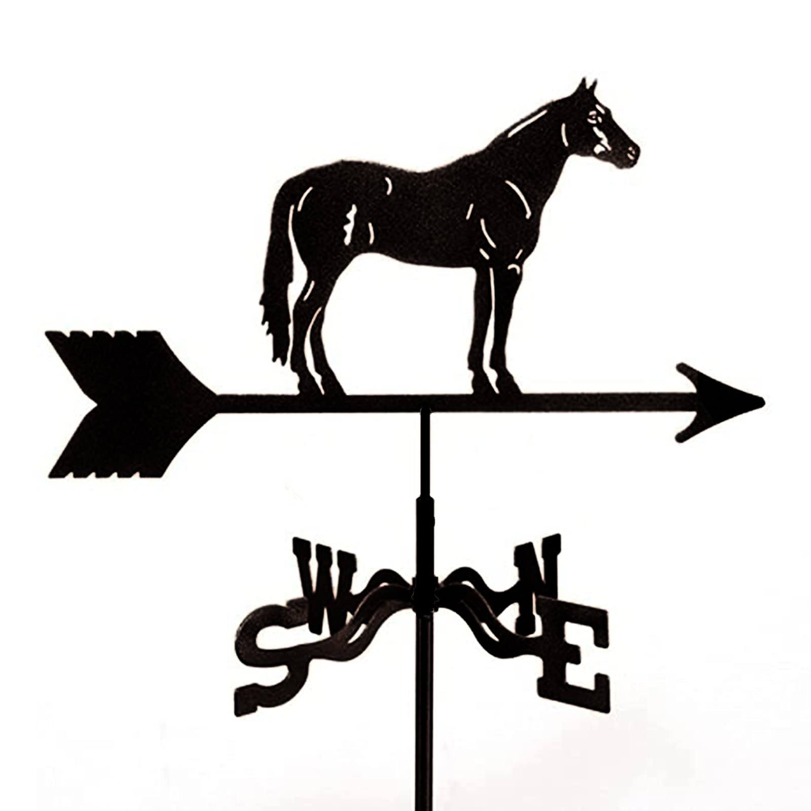 ANCNA Weathervane Cast Iron Horse Wind direction indicator with Roof Mount, Weather Vane Garden Metal Decorations Wind Direction Indicator for Outdoor Roof Farm Yard