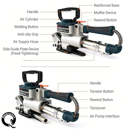 Máquina flejadora de mano neumática y ergonómica para aluminio y acero 7