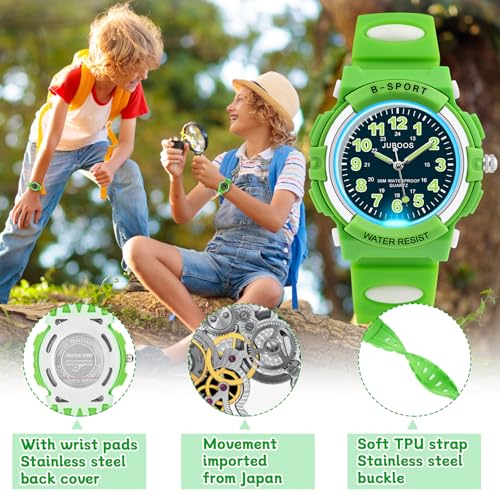 Image of Juboos Kids Watch Analog for Boys Girls, Childrens Waterproof Soft Strap Kids Time Teaching Quartz Wristwatch for Ages 5-15