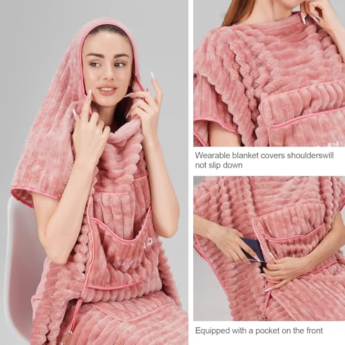 Travel Pillow and Blanket Set Travel Blanket Airplane Compact with Bag Travel Blanket Airplane Travel Essentials Car Blankets for Adults (Light Pink) - Image 5