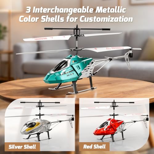 Image of XIKOTEC Remote Control Helicopter, RC Helicopter Toy for Kids, 2.4GHz RC Plane with LED Lights, RC Flying Toy, Easy to Fly Indoor /Outdoor, Gifts Toys for Kids Beginners 8+ (Blue)