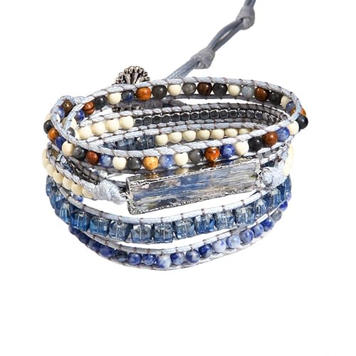 Image of Boho Stone Wrap Bracelet for Women,Turquoise Beaded Bracelet Jewelry Gift