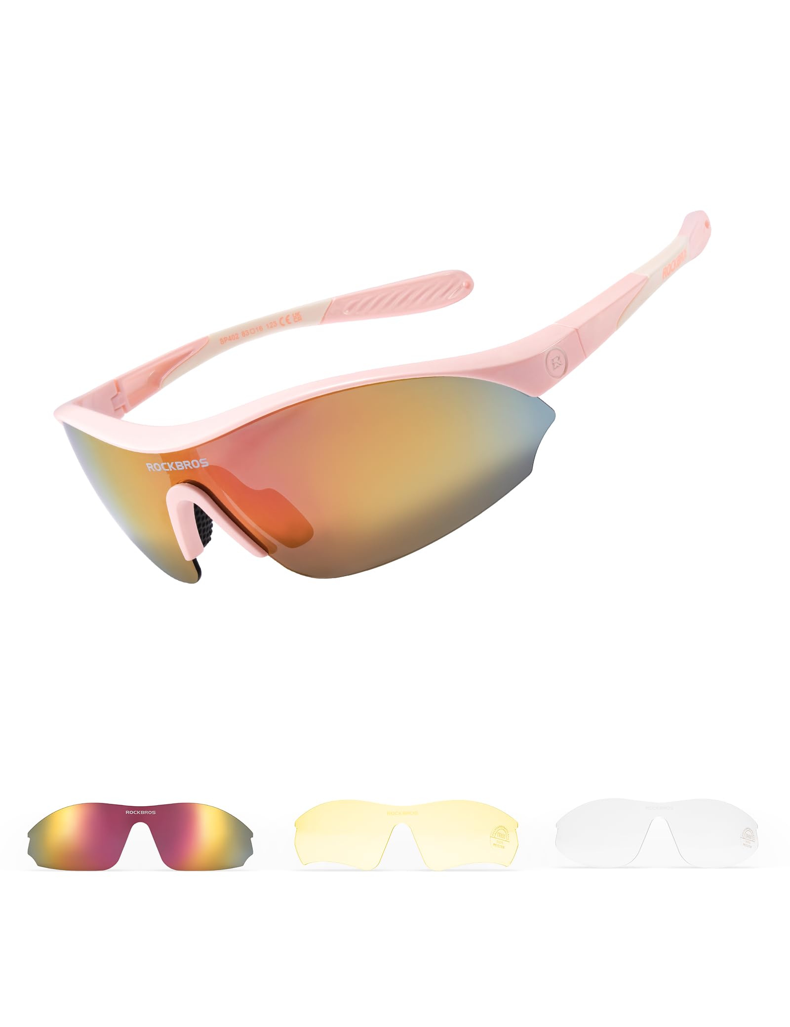 ROCKBROS Polarized Cycling Sunglasses for Men Women with 3 Interchangeable Lenses 23g Ultralight Sports Glasses, Quick-Change UV400 Adjustable Nose Pad for Running Driving Hiking Cycling โ image 1