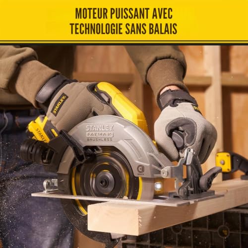 Stanley FATMAX Scie circulaire Sans Fil 18V Lithium Ion Moteur Brushless 190mm Vitesse 5000 trsmn Coupe Biaise 55° Sans Batterie ni Chargeur Gamme FATMAX V20 SFMCS550M2K QW - vue 5