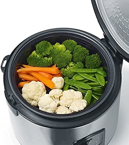 Foto von JUNG PerfectCook Edelstahl Reiskocher Reisgarer klein, 3in1 Gerät - Reiskocher Risottokocher Gemüsegarer, Multikocher 1,2L, Risotto Topf, Dämpfeinsatz, Reistopf für alle Reisarten, silber