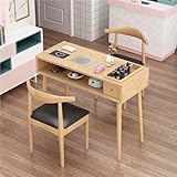 HJAGDJ Modern Nail Desk with Dust Collector, Nail Table for Nail Tech, Manicure Table with Grooved and Drawer, Solid Wood Double Layer Nail Station, Beauty Salon Nail Tech Desk(31.5in/80cm)
