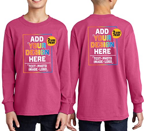 Custom Youth Long Sleeve Shirt Add Your Own Image Photo Text Front Back Side4