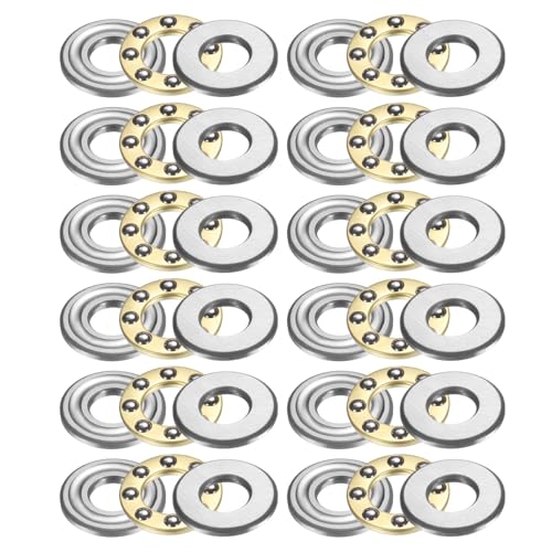 Image of sourcing map 12pcs F6-14M Thrust Ball Bearings, 6mm x 14mm x 5mm Miniature Thrust Bearing with Washers Chrome Steel Single Direction for Conveyor Systems Machine Tools