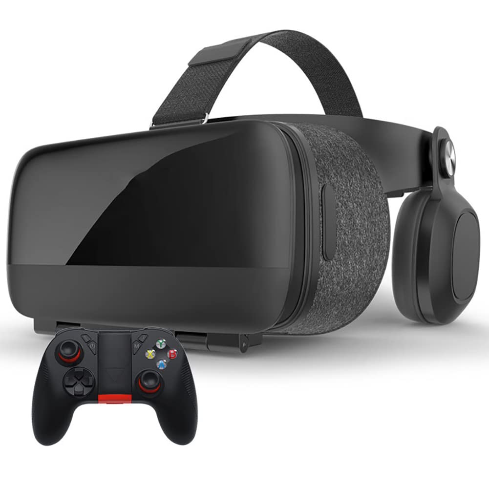 RSGK VR Auricular Realidad Virtual, Gafas VR con Controlador, Vidrio VR Ajustable de Realidad Virtual 3D, Regalos para niños y Adultos, Compatible con teléfonos móviles de 4.7-6.0 Pulgadas