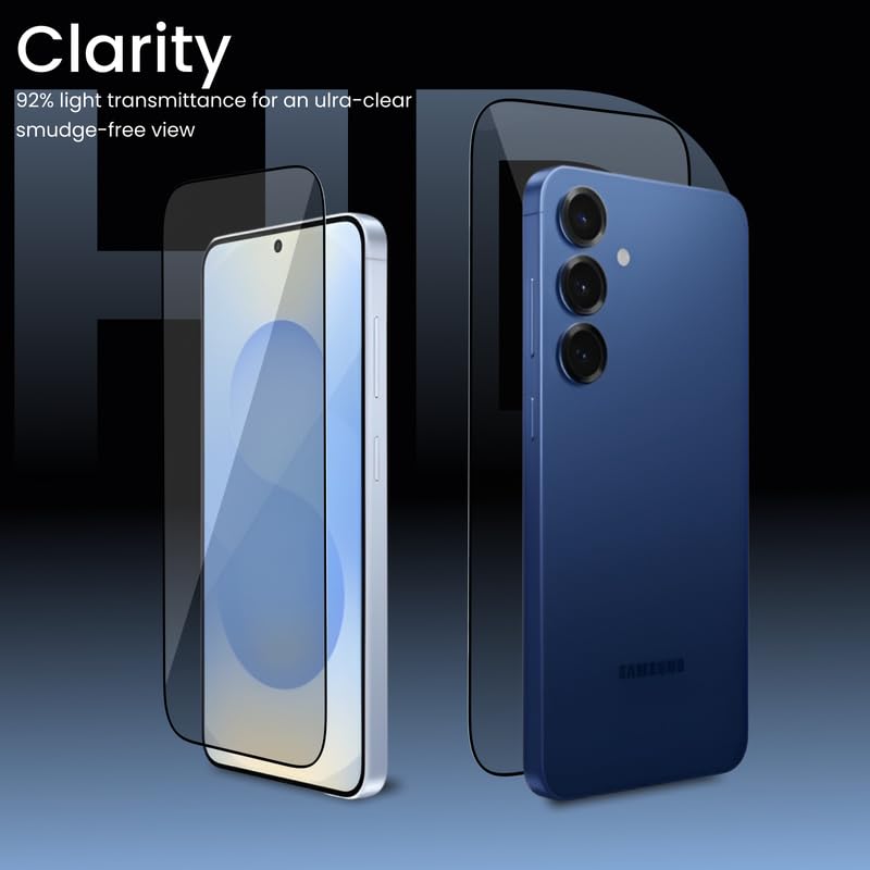 Image of UNBREAKcable Samsung Galaxy S26 Full Coverage Pack of 2 in 1 Full Glue Tempered Glass Combo with Back Membrane Protector 9H Hardness HD Clear Bubble Free Edge to Edge Protection (By ohonesty)