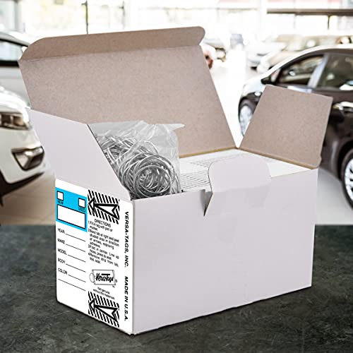 Image of Versa-Tags 250 Per Box, Self-Protecting Paper Key Tags with Chrome-Plated Split Rings Perfect for Car Truck Or RV Dealers Top Stripe Blue