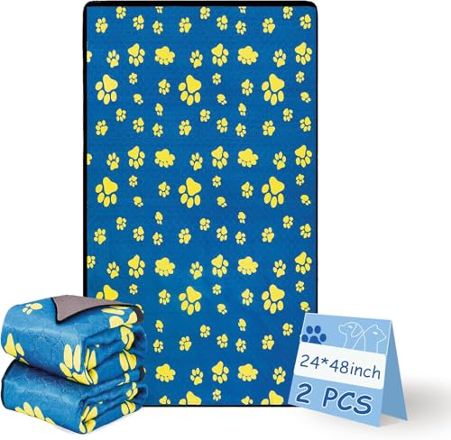Image of Washable Pee Pads for Dogs 24x48 Inch (1 Pack) - Thick Heavy Absorbent Reusable Pet Training Pads, Leakage & Non-Slip for Puppy Playpen /Crate /Potty, Spliceable, Machine Washable, Blue