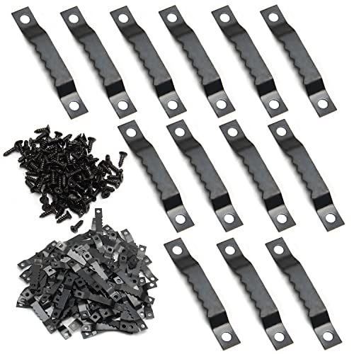 Image of MroMax 100PCS Sawtooth Picture Hangers Iron Picture Hangers 1.77 inch x 0.24 inch Double Hole Picture Frames Hangers for Hanging Clock Paintings Artwork Picture Frame Hook Photos Black