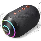 RIENOK Cassa Bluetooth Portatile Potente IPX7 Impermeabile Speaker Bluetooth 5.3, Vero Stereo Senza Fili, Luce LED, Supporto Scheda Mirco SD & AUX