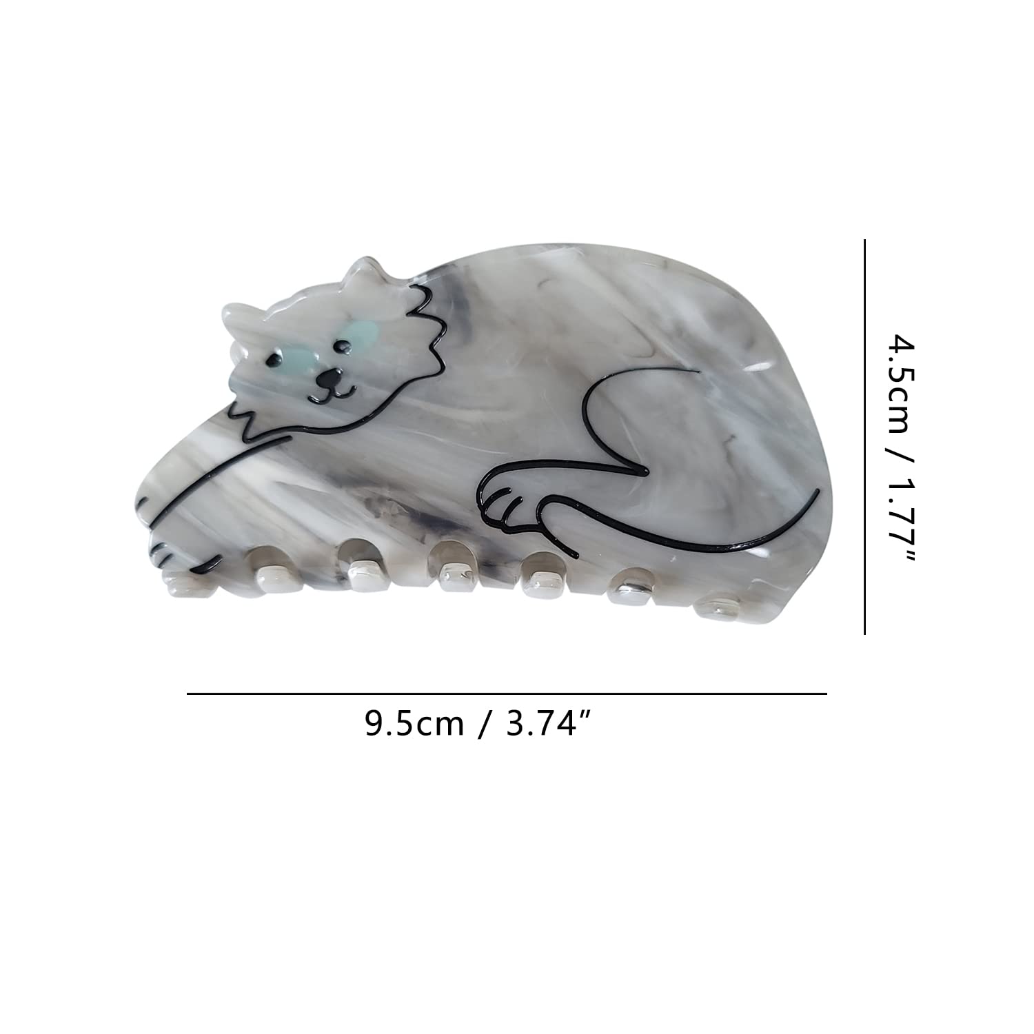 Grey Cat Claw Clips,Cellulose Acetate Hair Clips,Big Claw Clips for Women - Image 2