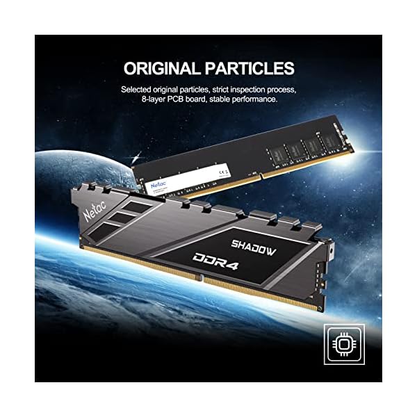 Netac Memoria Ram Kit, DDR4 3200MHz 16gb,16gb (2x8gb), XMP 1.35v, Memoria Dram Kit para Juegos, Memoria Ram Kit De Escritorio, Alto Rendimiento, Gris - Image 4