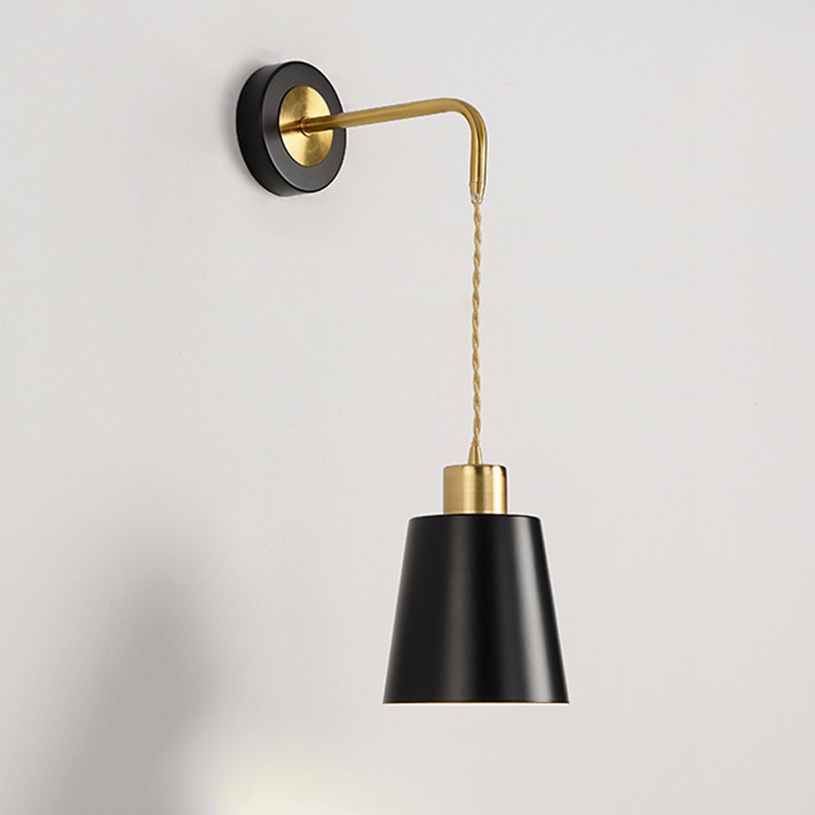 AWEITG Black and White Minimalist Wall Sconce - European Style E26/E27 Lamp Holder for Home Interior Decoration(Dark-2)