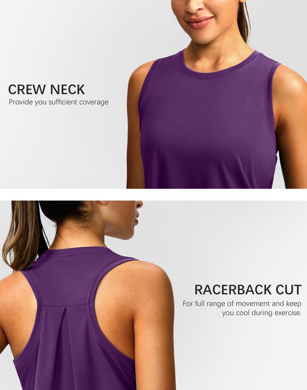Image of Women's Workout Tops Racerback Athletic Tank Tops Sleeveless Loose Fit Yoga Running Gym Shirts for Women