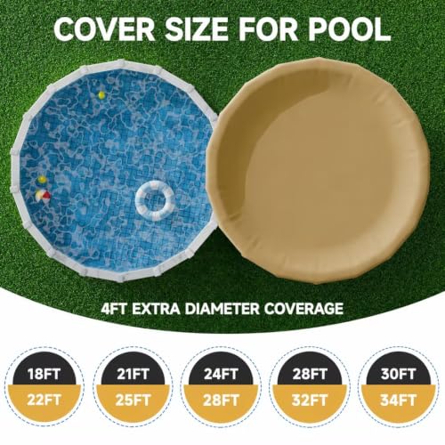 Cobertor redondo para piscina 24ft beige reforzado miniatura 6