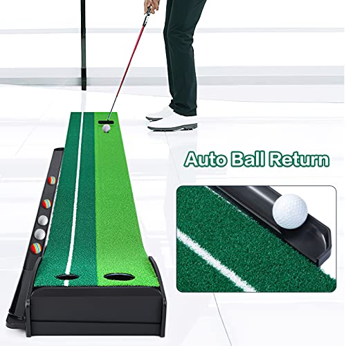 Dollox Putting Green Golf Putting Mat for Indoor, Putting Matt with Auto Ball Return, Mini Golf Set Golf Accessories for Men, Indoors Golf Matt for Home Office, Gifts for Golfer - Image 4