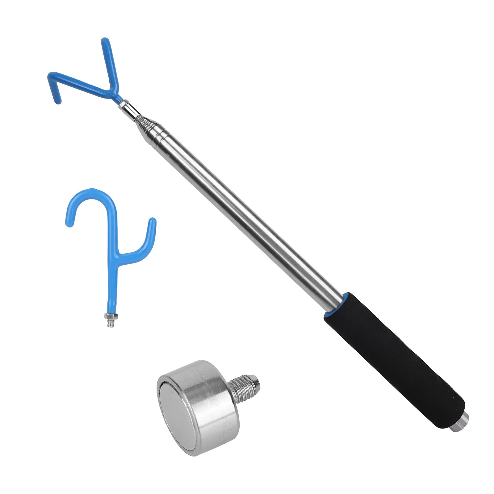 Outil Télescopique Préhensible Barre Magnétique avec 2 Crochets Aimant, 300cm Perche Extensible Pousser Tirer Préhenseur Fils Récupérateur Disque Golf Zones Difficiles D'accès