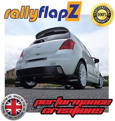 Genuine rallyflapZ (Made in the UK) Full Set of 4 Mudflaps Including all Fixings/Hardware Required & Full Fitting Instructions! (Mud Guard/Mud Flaps Kit) 4mm Thick Flexible PVC Black Logo Red & White