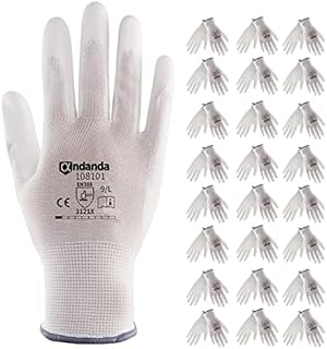 ANDANDA 12 Pairs Safety Work Gloves, Seamless Knit Glove with Polyurethane(PU) Coated on Palm & Fingers, Ideal for General Duty Work like Warehousing/Logistics/Assembly X-Large