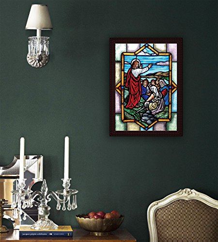 Image of Tamatina Jesus Framed Canvas Painting Christian Paintings - Jesus Framed Photos - Wooden Texture Frame with 2mm Glass - Size 15.5 inch x 11.5 inch (40x30 Cms) - Frame Painting with Glass