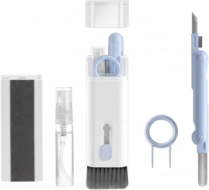 Natation 7-in-1 Mobile & Laptop Cleaning Kit | Screen, Keyboard, Earbud & Gadget Cleaner with Dust Brush, Swipe Pen, Key Puller & Spray Bottle | Electronics Maintenance Tool Set