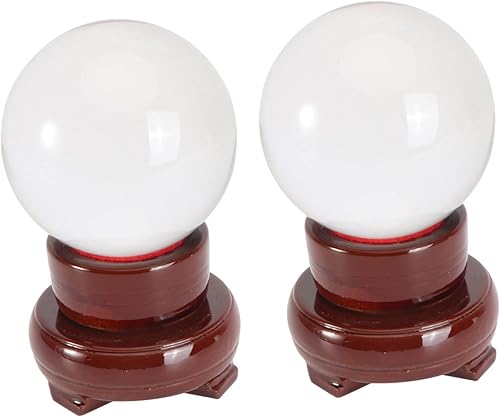 SECFOU 2pcs Orb Divination Center Decorative Unique Lens Gazing Craft Birhtday Ornament Gifts Globe Adornment Crystal Display Base Ornaments Sphere