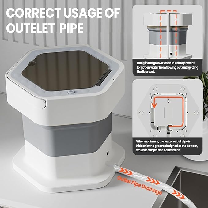Image of Electric Semi Automatic 16L Foldable Mini Washing Machine with Dryer 3 Modes Deep Cleaning With Spin Basket Portable Machine for Travel, Apartment, Dorm, Baby cloths, Socks, Cotton, Towel (A1)