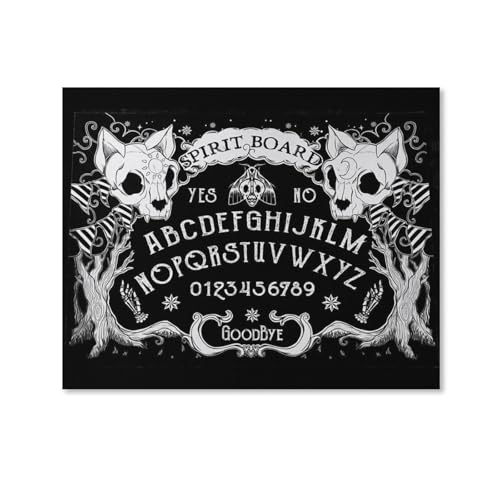 Lienzo enmarcado para pared gótico JZemdybill con diseño de calavera de gato negro