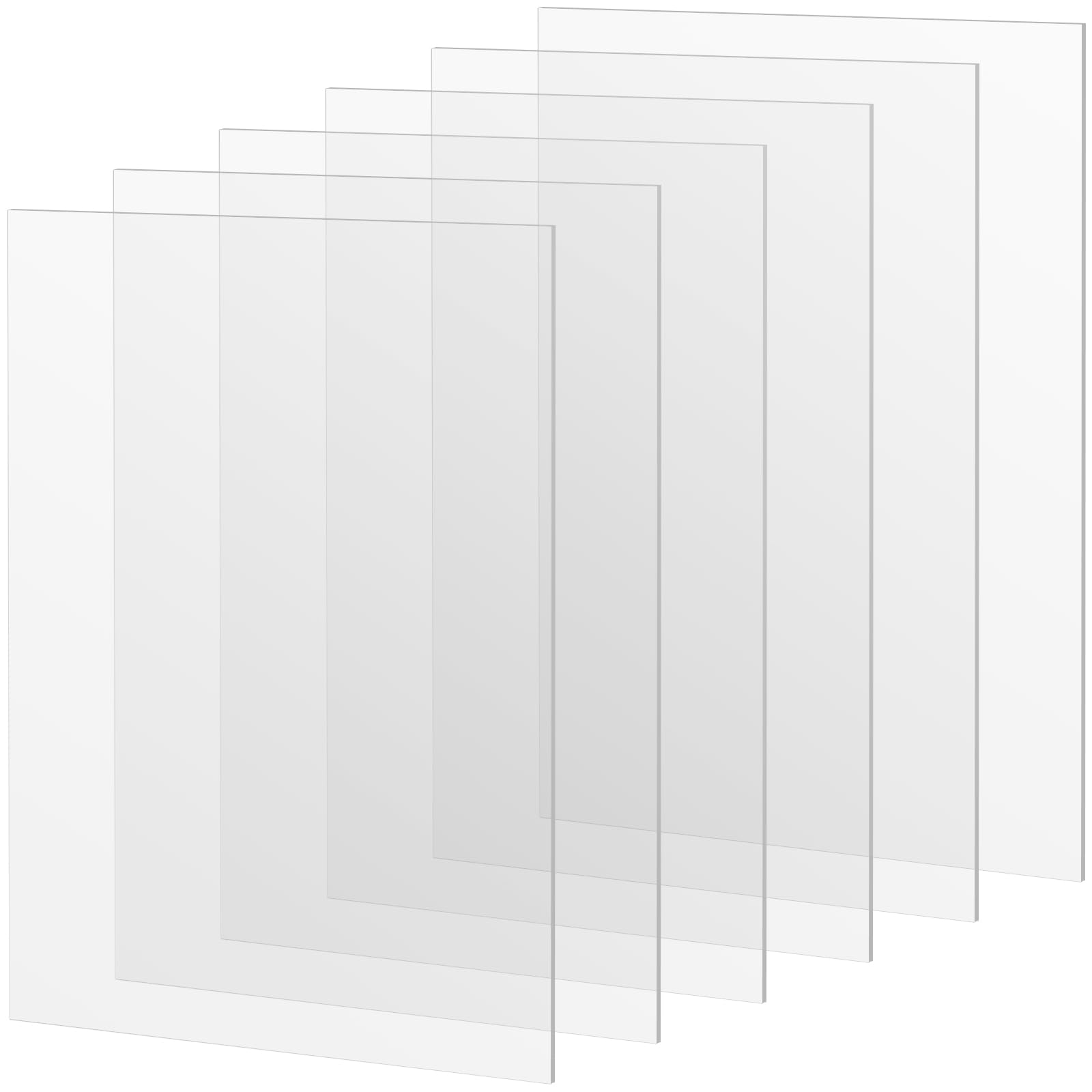 Lot de 6 plaques en verre acrylique A3 rectangulaires de 2 mm - En plastique transparent - Pour décoration, cadre photo, projets de peinture