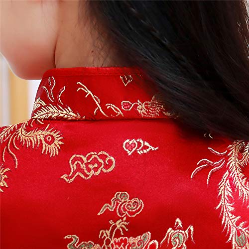 Shanghai Story Girls Chinese Dragon Phoenix Qipao Cheongsam Dress Size 150 Red3