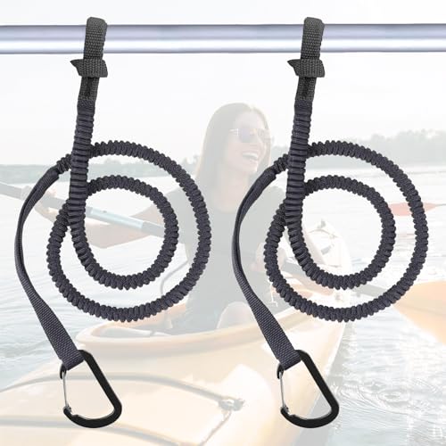 MOOCY Kayak Paddle Leash Kayak Rod Leash 3-7 ft Stretchable Strap Lanyard Rope for SUP Kayak Fishing Accessories for Kayak and Paddles