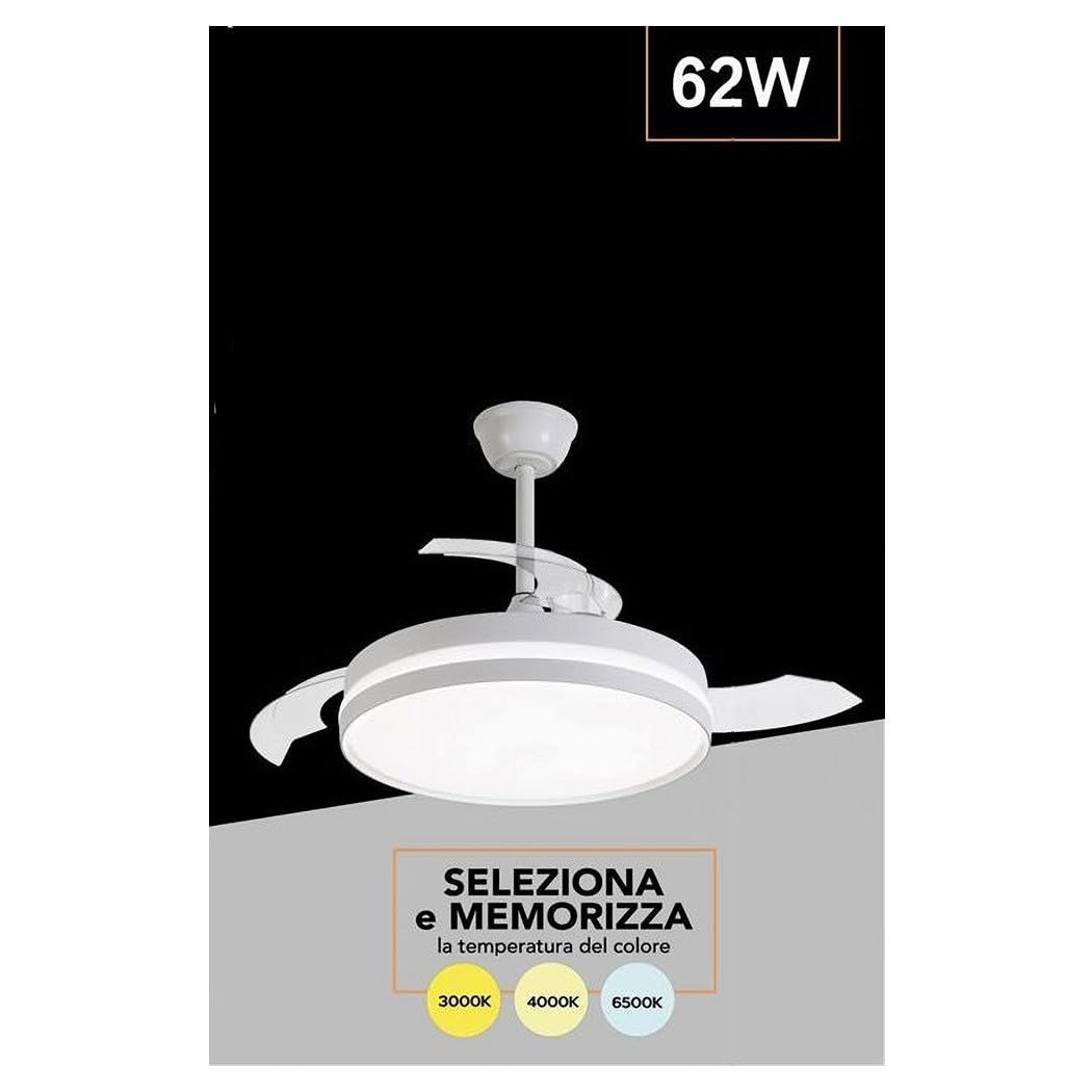 Trade Shop - Plafoniera Moderna LED con Ventilatore Soffitto Cambia 3 Luci Telecomando F7189